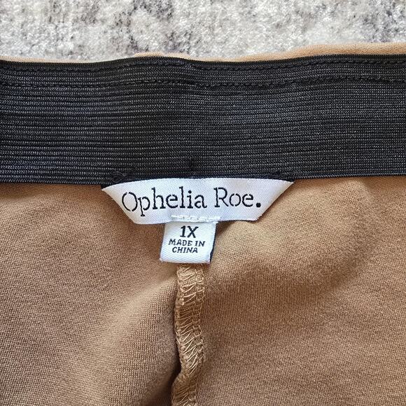 Ophelia Roe Pants Womens 1X Camel Brown Pull On Leggings Ponte Stretch Ankle Zip - Picture 3 of 11